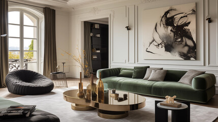 Modern fashionable and elegant living room interior