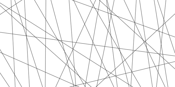 Random chaotic lines abstract geometric pattern / texture. Modern, contemporary art-like illustration. Abstract white background with random black lines. white & grey abstract perspective background