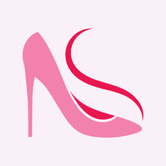 High heels shoe vector icon, Women's shoe glyph icon. Symbol, logo illustration.Woman shoes vector icons isolated on pink background.Fashion footwear design.