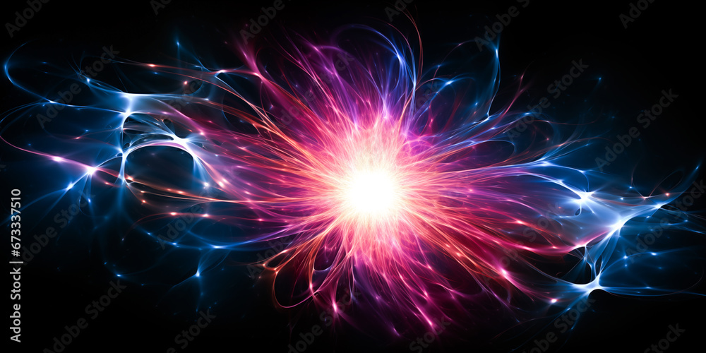 Canvas Prints abstract background with blue and red lines and sparkles on black