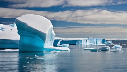 Icebergs and snow-covered rocks against the sea - Captivating icy landscape - Powered by Adobe