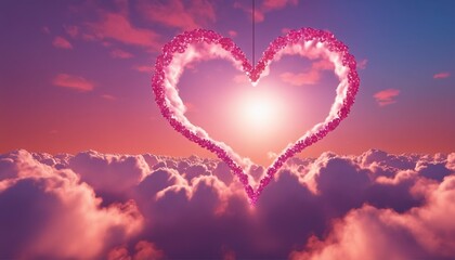 Colorful Valentine’s Day heart in the clouds - Beautiful abstract background