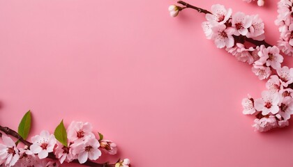 Fototapeta premium Floral banner on light pink background - Ideal for wedding, Mother’s or Women’s Day greeting card