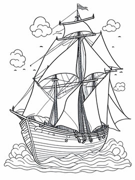 Ship coloring pages for kids