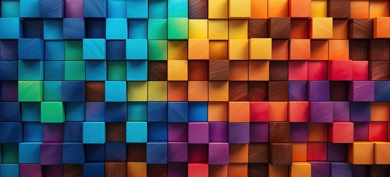 Multicolored cubes. Palette of colors and shades, range of colours