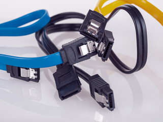 sata cable for connecting hard drives and ssd drives to a computer for data storage