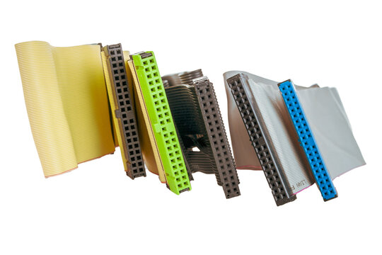 outdated cable ide cable for connecting hard drives and drives in a computer for data storage