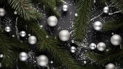 Obraz na płótnie Canvas festive New Year background with fir branches.
