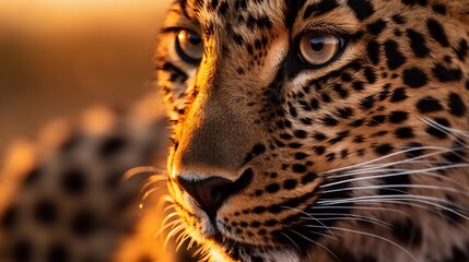 Obraz premium Wild Leopard Encounter: Focused on the Face