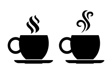 Cup of hot drink, mug of coffee, tea etc. Coffee cup with steam vector icon.