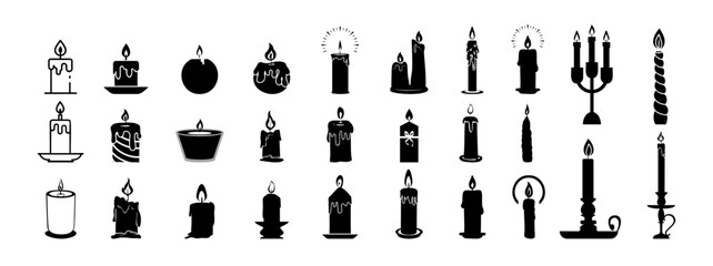 Candles and candlesticks in a set