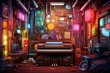 an assortment of vibrant musical bars. Generative AI - obrazy, fototapety, plakaty