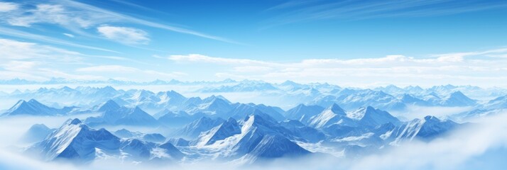 Snowy Mountain Peaks in the Alps, Offering a Spectacular Panoramic View