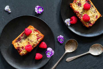 Moist raspberry and chocolate cake