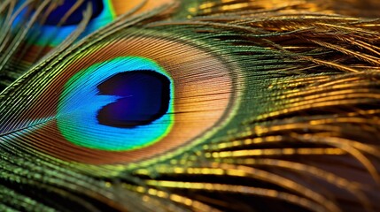 Vibrant Close-up of a Peacock Feather