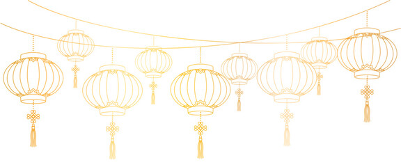 Chinese New Year golden lanterns. lunar and chinese new year vector elements
