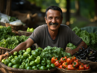 Fototapeta premium person holding basket full of vegetables