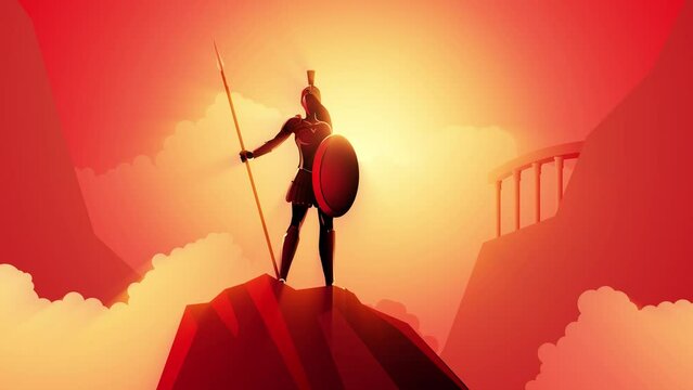 Greek god and goddess motion graphics series, Athena the goddess of wisdom, civilization, warfare, strength, strategy, female arts, crafts, justice and skill