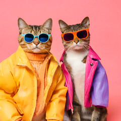 gangster cats with glasses bright portrait created with generative ai technology