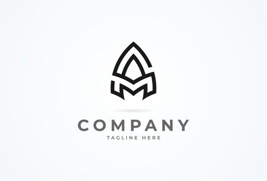 Initial AM or ASM logo. monogram logo design combination of letters A and M. Flat Vector Logo Design Template. vector illustration
