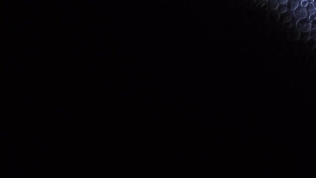 A beam of cold light on foam in the dark.