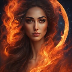 Beautiful Iranian woman on fire
