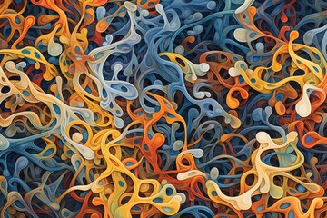 a naturally flowing and vibrant pattern of interconnected shapes. Generative AI - obrazy, fototapety, plakaty