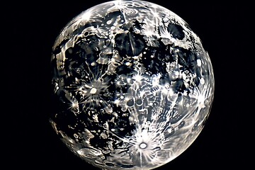 A full moon. Visible lunar hemisphere from Earth. Generative AI - obrazy, fototapety, plakaty