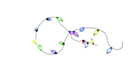 Naklejka premium Isolated festive colorful string of c7 bulb holiday lights