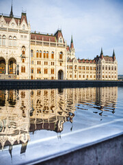 Naklejka premium Reflections of the Hungarian Parliament