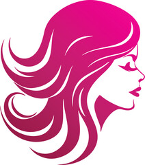 Beauty salon logo. Woman face with long hair. Vector illustration