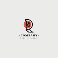 Red Sunset R-Shaped Horse Logo with Circle Background