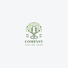 Classic Green Microphone and Lush Leafy Tree Logo