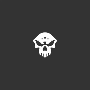 Black and White Skull with Eagle Wings Logo