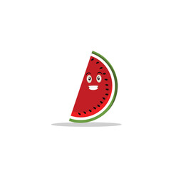 Watermelon slice character with funny face. Happy cute cartoon watermelon emoji set. Healthy vegetarian food character vector illustration