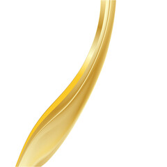 Abstract vector wavy lines flowing smooth curve gold gradient color on transparent background