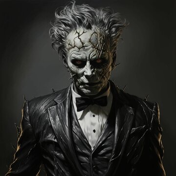 AI generated illustration of a spooky male figure on Halloween