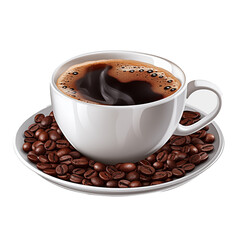 cup of coffee with beans transparent background generative AI