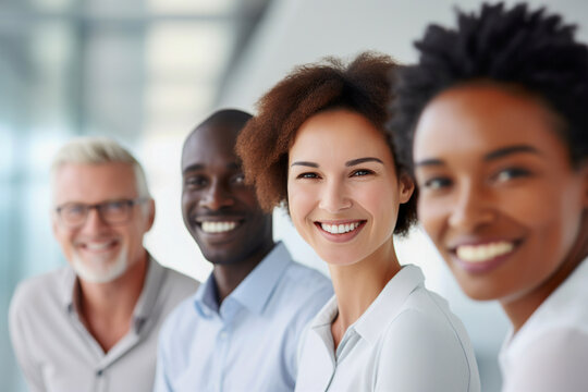 Ethnicit&eacute; et diversit&eacute; au travail avec des employ&eacute;s heureux c&eacute;l&eacute;brant le succ&egrave;s de l'entreprise.