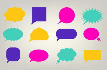 Collection Speech Bubbles, isolated on grey background. Vector