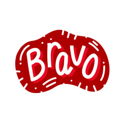 Stickers Bravo écrit en blanc dans une bulle rouge style pop