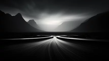 Foto op Canvas Black and white landscape. Generative AI © Sascha