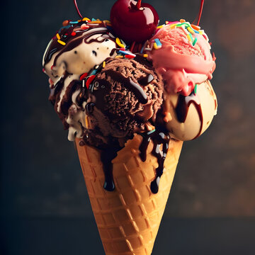Eis in einer Eiswaffel