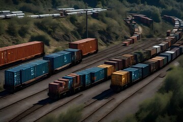 Freight train with cargo containers