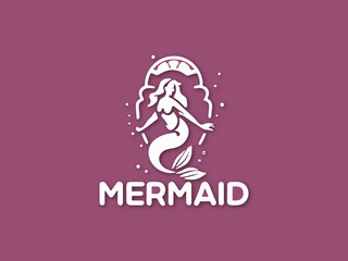 Mermaid logo template modern design vector