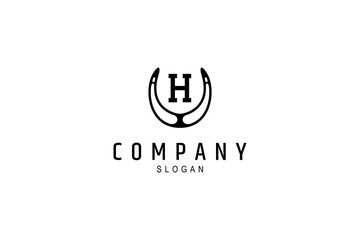 Horseshoe with letter H logo icon design template - obrazy, fototapety, plakaty