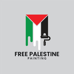 international day of solidarity with the palestinian people with flag and painting vector illustration