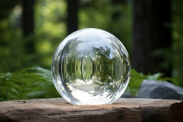 Clear sphere with a white sheen. Generative AI