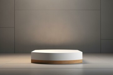 An empty pedestal or platform with a white box as a podium for a product. Generative AI