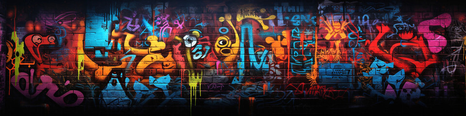 Vivid urban graffiti wall